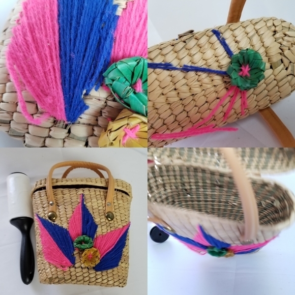handmade Handbags - Vintage‎ straw tote bag 60s small